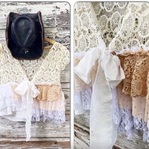NWOT Upcycled free people crochet top, lace
